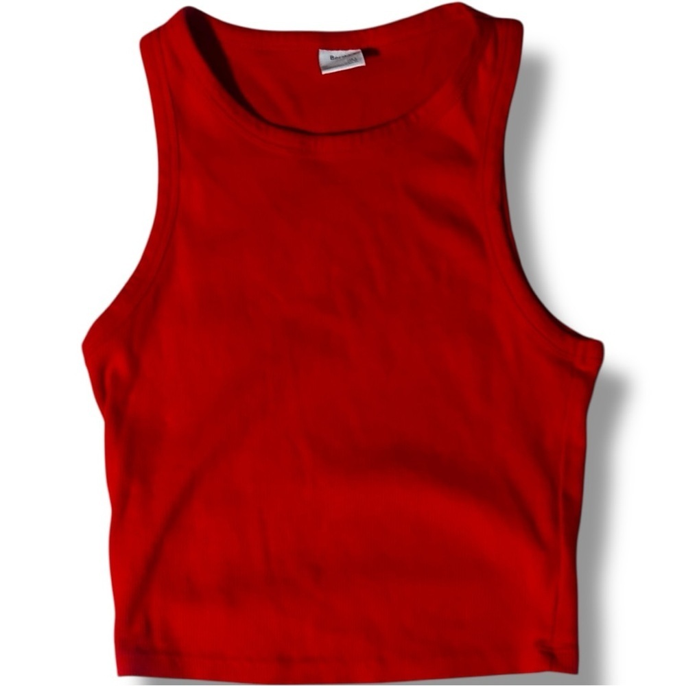 Bershka Vibrant Red Ribbed Slim Fit Crewneck Sleeveless Casual Tank Top - Picture 5 of 13